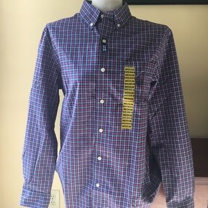 CHAPS Blue/Red Plaid Long Sleeve Button Down Shirt